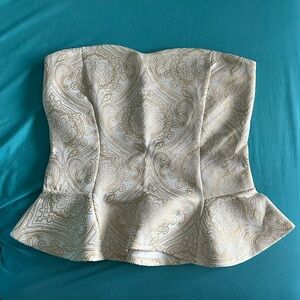 Jane Norman Gold and White Strapless Top Elegant Evening Top